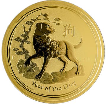 Gouden Lunar munt Year of the Dog 2018 1 troy ounce, Verzenden