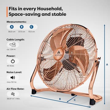 Vloerventilator - Industriele ventilator - 30 cm - Koper - A, Witgoed en Apparatuur, Ventilatoren, Verzenden, Zo goed als nieuw