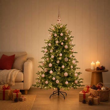 vidaXL Kunstkerstboom met kerstbal 150 cm 150 LEDs Warmwit, Diversen, Verzenden, Nieuw