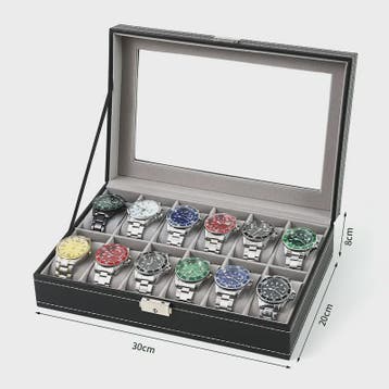 Luxe PU Leder Horlogedoos met Glazen Deksel - Diverse Vakver, Huis en Inrichting, Verzenden, Nieuw