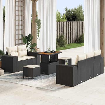 vidaXL Tuin Sofa Set 8 st 8-Aantal zitplaatsen Zwart en, Tuin en Terras, Tuinsets en Loungesets, Verzenden, Nieuw, 8 zitplaatsen