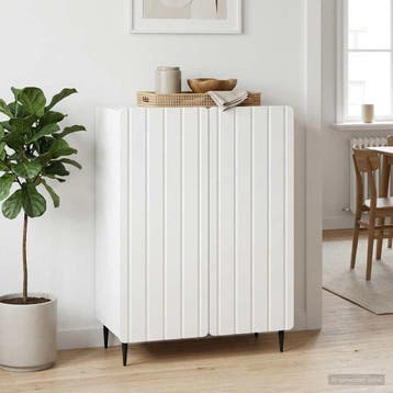 vidaXL Dressoir Wit 66 x 34,5 x 92 cm Bewerkt hout, Huis en Inrichting, Kasten | Dressoirs, Verzenden, Nieuw, Overige houtsoorten