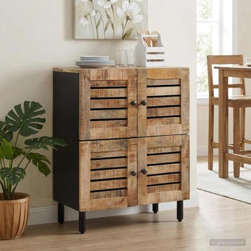 vidaXL Opslagkasten Naturel 60 x 33 x 75 cm Massief Mango, Huis en Inrichting, Verzenden, Nieuw