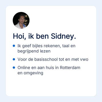 Sidney geeft bijles rekenen en taal in Rotterdam, Privéles, Bijles