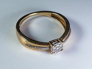 Ring - 18 karaat Geel goud - 0.07ct. tw. Diamant, Sieraden, Tassen en Uiterlijk, Ringen, Nieuw