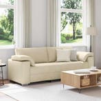 vidaXL 3-Zits Bank Crème 220 cm Stof, Huis en Inrichting, Verzenden, Stof, 200 tot 250 cm, Driepersoons