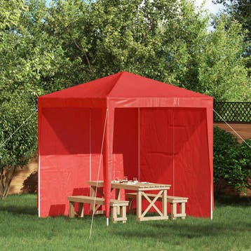 vidaXL Party Tent Zijwand 2 st 200 x 195 cm Rood PE en staal, Verzenden, Nieuw