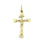 Gouden hanger van een kruis met corpus; INRI, Ophalen of Verzenden, Gebruikt, Goud, Overige merken