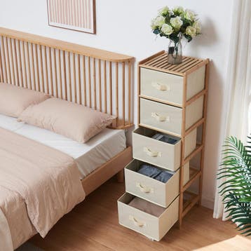 Ladekast Maldon met stoffen lades 122x37x35 cm naturel en be, Verzenden, Nieuw