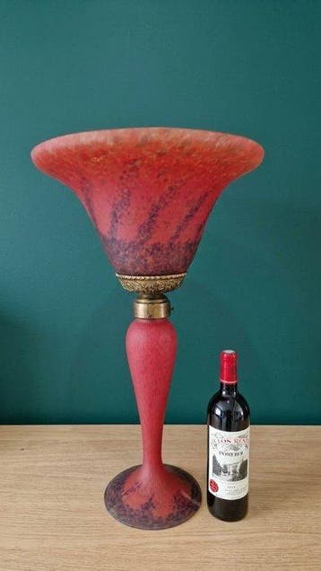 Tafellamp - Grote balustervaas - marmerglas - Nachtlampje in, Antiek en Kunst