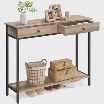 VASAGLE Console Tafel met 2 Lades en Open Plank - Stijlvolle, Huis en Inrichting, Verzenden, Nieuw