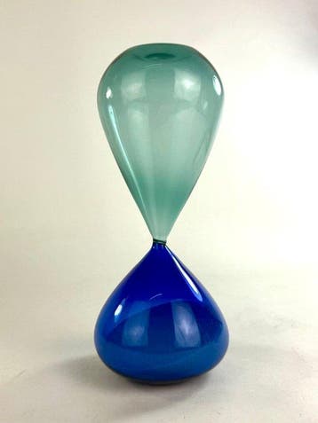 Zandloper - Muranoglas - 2026 - Incalmo Blauw Turkoois, Antiek en Kunst, Antiek | Glas en Kristal