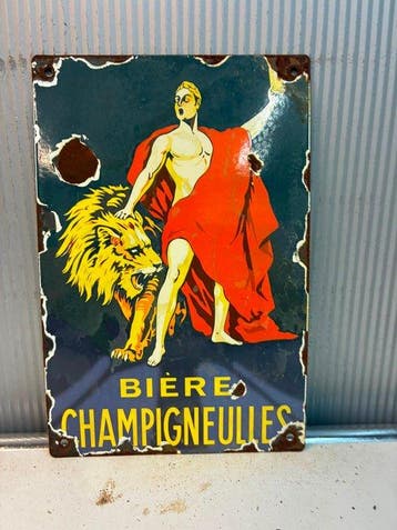 Bière Champigneulles – Leeuw – Emaille Reclamebord - Emaille