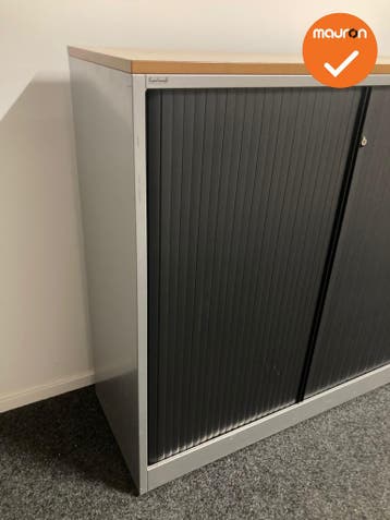 Roldeurkast - Ahrend - 110x120x45cm - Zilvergrijs met zwarte, Werkplek, Ophalen of Verzenden, Gebruikt, Kast