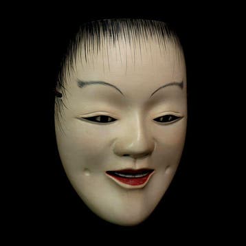 Signed Japanese Wooden Noh Mask of JIDO   (with mask