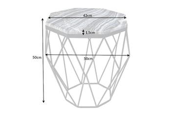 Design bijzettafel DIAMOND 50cm grijs marmer zwart metaal -, Huis en Inrichting, Tafels | Salontafels, Ophalen of Verzenden, Nieuw