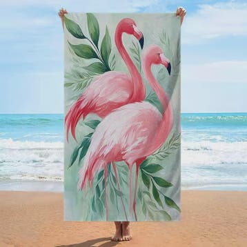 Artistiek Flamingo Strandlaken - Sneldrogend en Absorberend