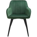 Stoel Marilyn, fluweeloptiek, gestikt - donkergroen/zwart, S, Verzenden, Nieuw