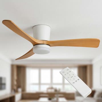 LED Plafondventilator | Hout Wit | 18W | 1440 lumen, Ophalen of Verzenden, Nieuw, Plafondventilator