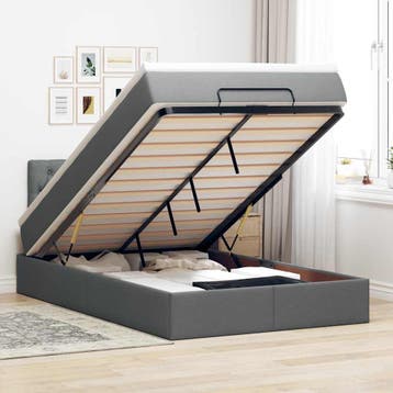 vidaXL Bed met matras 120x190 cm stof donkergrijs, Verzenden, Nieuw, 190 cm of minder, Twijfelaar