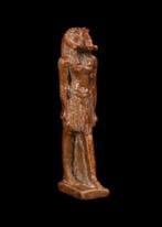 Oud-Egyptisch Faience Amulet van Khnum met ramshoofd