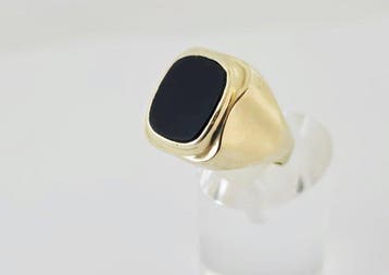 Zonder minimumprijs - Zegelring - 14 karaat Geel goud - Onyx
