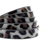 1 meter plat 10 mm imi leer leopard print Graphite grey, Ophalen of Verzenden, Nieuw, Draad