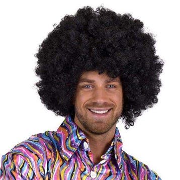 Afro pruik zwart, Verzenden, Nieuw, Feestartikel