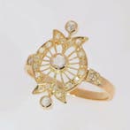 Ring - 18 karaat Geel goud - Diamant - Antiek uit de jaren, Sieraden, Tassen en Uiterlijk, Ringen, Nieuw