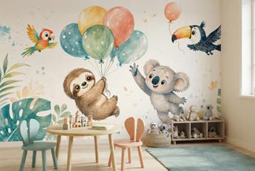 Luiaard en koala behang – fotobehang kinderkamer, Verzenden, Fotobehang