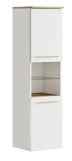 Badplaats Badkamerkast Bravos 133 cm - Wit met Eiken, Verzenden, Nieuw, (Half)hoge kast