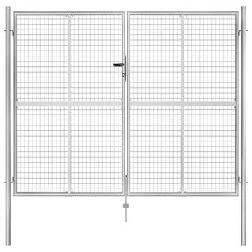 vidaXL Tuinpoort gegalvaniseerd staal 306x200 cm zilver, Verzenden, Nieuw