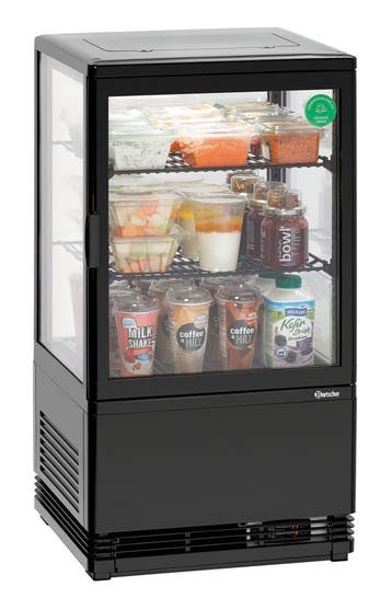 Bartscher Mini-koelvitrine 58L-SW | Zwart | 2 roosters | LED, Ophalen of Verzenden, Nieuw