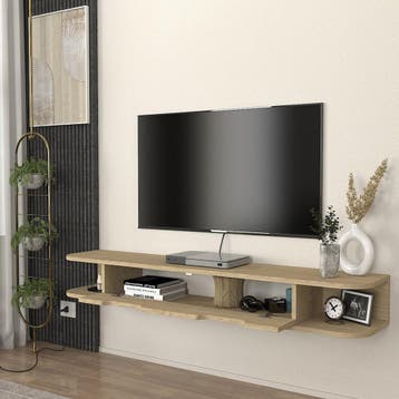 TV meubel Karjali zwevend 150x30x19 cm eikenkleurig [en.casa, Huis en Inrichting, Kasten | Televisiemeubels, Verzenden, Nieuw