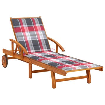 vidaXL Ligbed met kussen massief acaciahout, Tuin en Terras, Verzenden, Nieuw