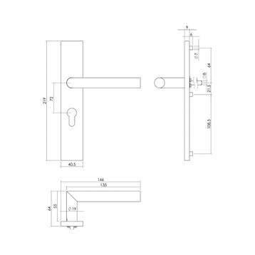 Intersteel Deurkruk Jura hoek 90° op rechthoekig schild, Verzenden, Nieuw