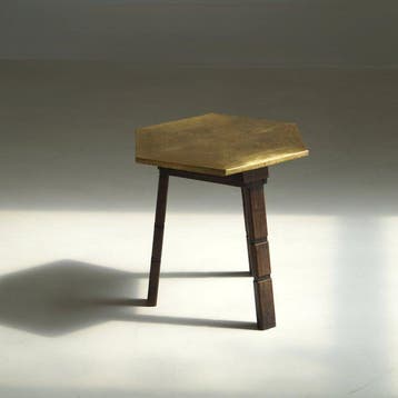 Bijzettafel - Eik, Messing - Art Deco bijzettafel
