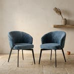 Eetkamerstoel Amphara blue chenille fire retardant, Ophalen of Verzenden, Nieuw