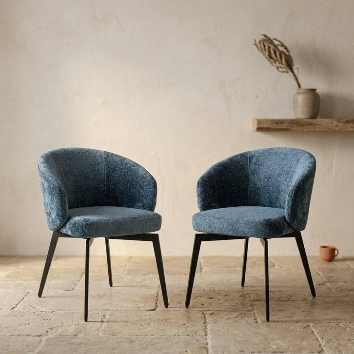 Eetkamerstoel Amphara blue chenille fire retardant, Huis en Inrichting, Stoelen, Nieuw, Ophalen of Verzenden