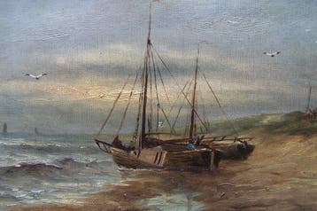 Hero Hette Ros ( 1872 - 1964 ) - Boten aan het strand van
