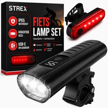 Strex Fietsverlichting Set LED 1600 lumen - Fietslamp, Verzenden, Nieuw, Strex