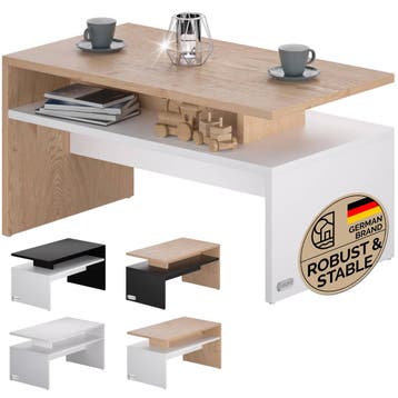 Salontafel Sacramento Wit/Eik 95x55x50cm (Meubelen), Verzenden