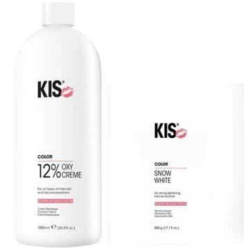 KIS - Bleach & Developer Set - SnowWhite + 12% OxyCream -, Ophalen of Verzenden, Nieuw, Gel, Wax, Haarlak of Mousse