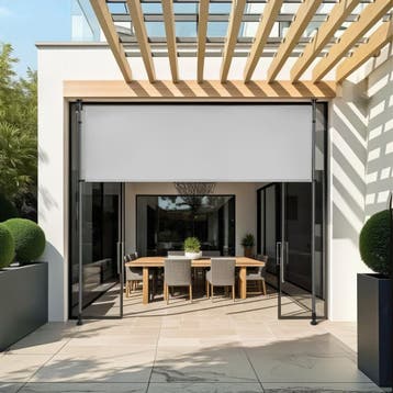 Zonnescherm Taija met handslinger - 150 x 310 cm, lichtgrijs, Tuin en Terras, Zonneschermen, Verzenden, Nieuw