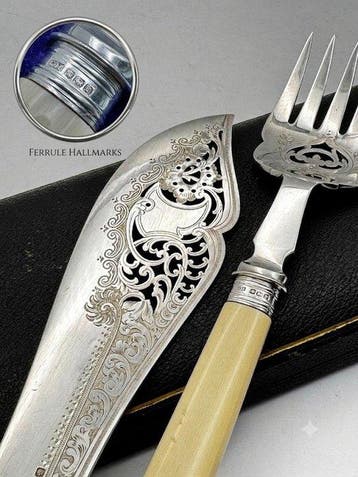 Antique Victorian Silver-Plated Fish Serving Set - Solid