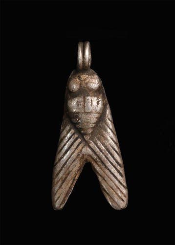 Oud-Egyptisch Zilver Fly Amulet (Zonder minimumprijs)