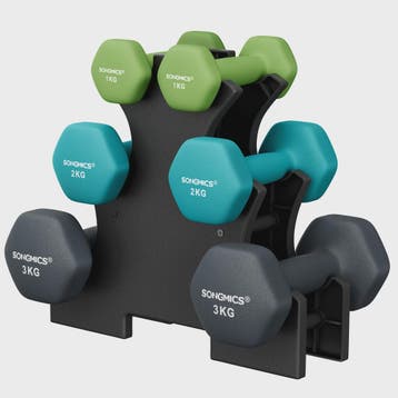 Songmics Halterset 6 Delig met Standaard - 1, 2, 3 Kg - Anti, Verzenden, Nieuw