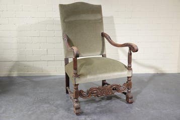 Fauteuil - Hout, Fluweel - antieke armstoel, Antiek en Kunst
