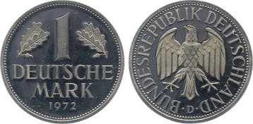 1 Dm Duitsland Variante 1 Mark 1972 D Ngb 77v2 Nna J 385, Verzenden