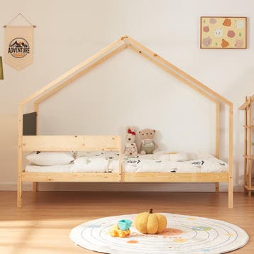 Kinderbed Sodankylä met onderschuifbed en matrassen 90x200 c, Verzenden, Nieuw